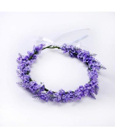 Lurrose Lavender Flower Crown Headpiece with Ribbon for Women - Perfect for Beach Wedding, Birthday Party and Vacation - Buy Online on GoSupps.com