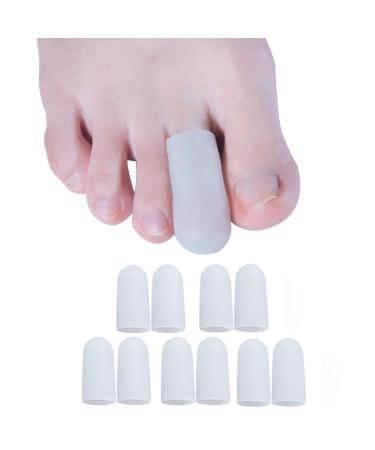Sumiwish Silicone Toe Caps Gel Toe Sleeves for Wen & Women Running Walking Prevent Blister Corn Calluses Protect Nail Toes Sore Toes 5 Pairs Gel Toe Protector Caps 01 White