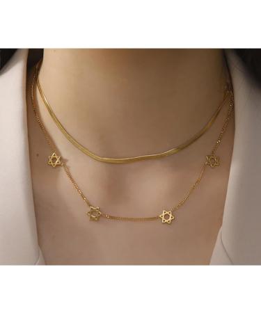 Stylish Hexagonal Star Chain Jewelry - Chic Stainless Steel Collarbone Chain for Fashionistas - Buy Online on GoSupps.com