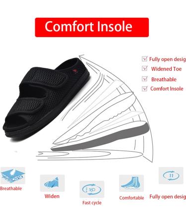 Men's Diabetic Shoes - Extra Wide Width Slippers & Walking Shoes with Adjustable Closure Arch Support for Swollen Feet & Plantar Fasciitis - Size 10 - Black - Buy Online on GoSupps.com