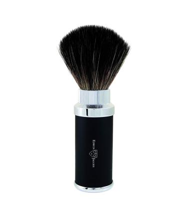 Edwin Jagger Black and Chrome Travel Shaving Brush (Black Synthetic)