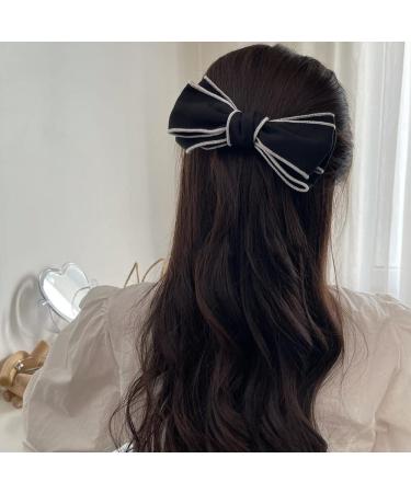 2 Pack Elegant Bow Hair Clips - Black and White Hair Barrettes for Women and Girls - Buy Online on GoSupps.com