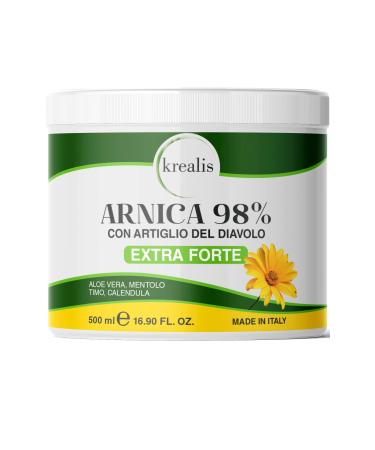 KREALIS 500 ml Arnica 98% Super Concentrate, Arnica Gel Enriched with Devil's Claw, Anti-inflammatory Ointment for Massage Mu