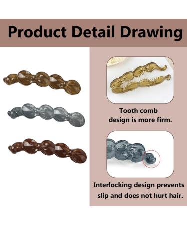 3 Pieces Bow Banana Hair Clip for Thick Hair Banana Hair Clip Banana Clips Grip Combs Fishtail Hair Clips Ponytail Banana Clip hair Accessory for Women Girls - Buy Online on GoSupps.com
