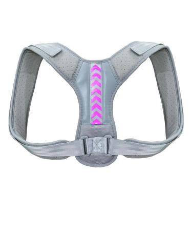 Back Posture Corrector Belt Adjustable Shoulder Neck Spine for Column Posture Correction for Women Men Straightener A - Gray Pink XL