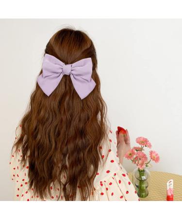 12-Pack Large Oversized Satin Hair Bows French Barrettes Clips - White Red Yellow Blue Black Hair Bow Ribbon Accessories for Women - Buy Online on GoSupps.com