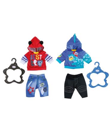 BABY born Boy Outfit 43 cm - For Toddlers 3 Years & Up - Easy for Small Hands - Includes Outfit with Hoodie Trousers & Hangers Assorted