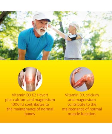 Vitamin D3 K2 Hevert with Calcium & Magnesium - 1000 IU - 60 Capsules for Optimal Bone Health - Buy Online on GoSupps.com