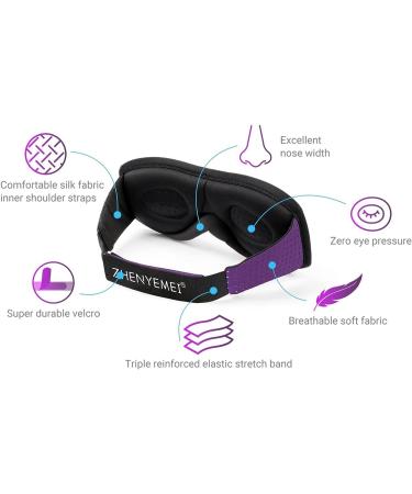 Adjustable 3D Contoured Eye Mask for Men and Women - Purple Blackout Sleep Mask for Travel, Nap, and Shift Work - Buy Online on GoSupps.com