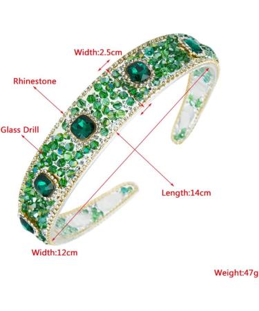 Crystal Rhinestone Headbands Velvet Padded Wide Headwear Diamond Beaded Bling Hairbands Non-slip Hard Headbands for Women Girls Daily Wearing Party Wedding Hair Accessories (Emerald) - Buy Online on GoSupps.com