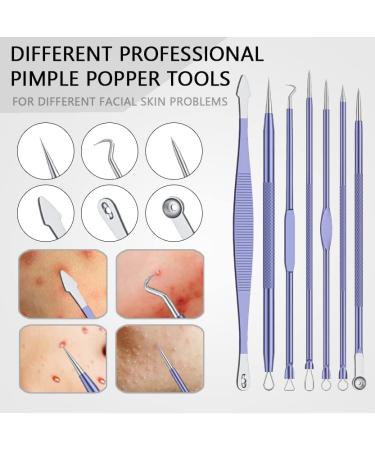 Xesscare 16 Pcs Pimple Popper & Blackhead Remover Tool Kit - Professional Acne Extraction Set with Metal Case - Purple - Buy Online on GoSupps.com
