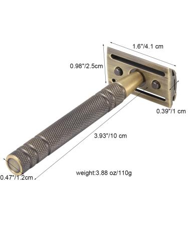 Double Edge Safety Razor - Long Handle Brass Bronze Blade Classic Reusable Manual Razor for Men Shaving - Buy Online on GoSupps.com