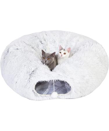 LUCKITTY Warm Plush Cat Dog Tunnel Bed with Washable Cushion-Big Tube Playground Toys 3 FT Diameter Longer Crinkle Collapsible 3 Way  for Indoor Cat Kitty Kitten Puppy Rabbit Ferret - Buy Online on GoSupps.com
