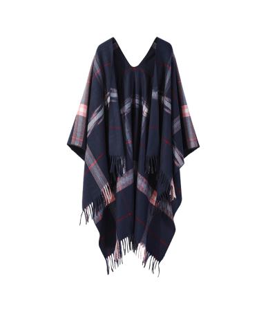 Ladies triangular scarf warm winter scarf classic poncho triangular scarf cape flowers cover triangular scarf one size blue