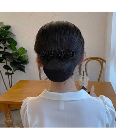 Women's Hair Bun Cover Net Snood Hairnet Bow Barrette French Hair Clip - Fine Mesh Navy Blue Hair Accessory - Buy Online on GoSupps.com