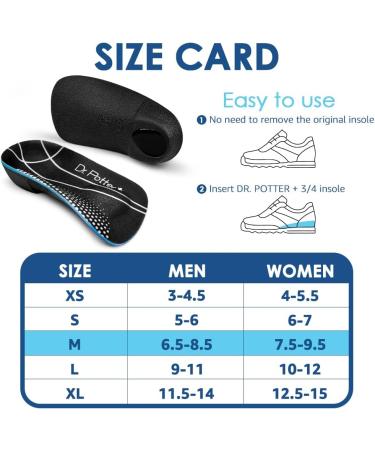 3/4 Plantar Fasciitis Insoles | High Arch Support Inserts for Foot Pain Relief | Metatarsal Support for Flat Feet | Medium Size for Men & Women - Buy Online on GoSupps.com