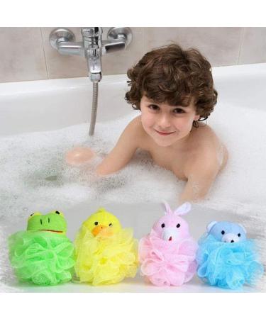 LHKJ 4 Pieces Shower Sponge Exfoliating Sponge Shower Sponge with Soft Toy and Net Bath Sponge for Children Adults Bath Ball Animal Washing Sponge (Colourful) - Buy Online on GoSupps.com