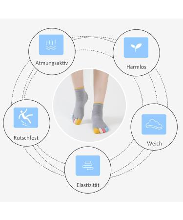 Putuo Women's Anti-Slip Yoga Socks - Slipproof Toe Socks for Pilates Barre and Dance | Multi-Color EU 36-43 - Buy Online on GoSupps.com