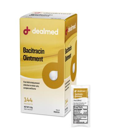 Dealmed Bacitracin Ointment   Made in The USA - 144 Per Box  First Aid Antibiotic Pain Relieving Ointment for Minor Cuts  Scrapes  and Burns  0.9 gm foil (1 Box) - Buy Online on GoSupps.com