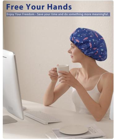 E Enasue Reusable 3-Layer Waterproof Shower Hood | Extra-Sized Adjustable Blue Shower Cap for Long Hair | Perfect for Makeup & Everyday Use - Buy Online on GoSupps.com