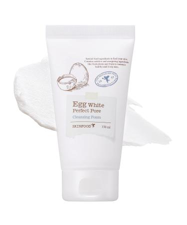SKINFOOD Egg Pore Cleansing Foam 150ml - Light & Smooth Feeling Egg White Enriched Bubble Facial Foam Cleanser Pores Clogging & Blackheads Reducer For Oily and Combination Skin (5.07 fl.oz.)
