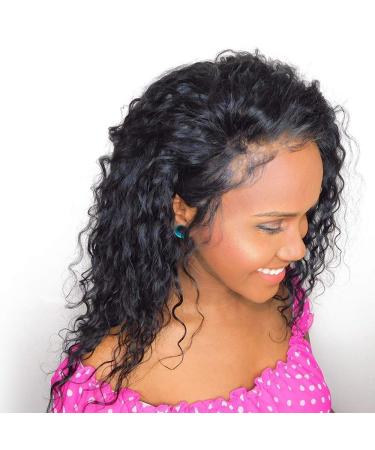 Buy Short Lace Front Wigs for Women | Curly Wave Bob Hairpieces 13x4 | Natural Black Glueless 130% Density - 22 Inches - Buy Online on GoSupps.com