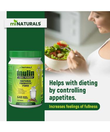 Pure Inulin Fiber Powder Natural Prebiotic Fibre Supplement Clear and Taste Free Increases good bacteria Chicory Root - 250 DOSES - 648 grams - by miNATURALS - Buy Online on GoSupps.com