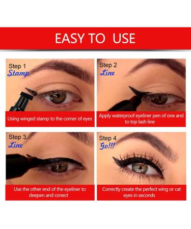 evpct Black Winged Eyeliner Stamps Set - Cat Eye Stencil for All Eye Shapes - Water-resistant - 2Pcs - Buy Online on GoSupps.com