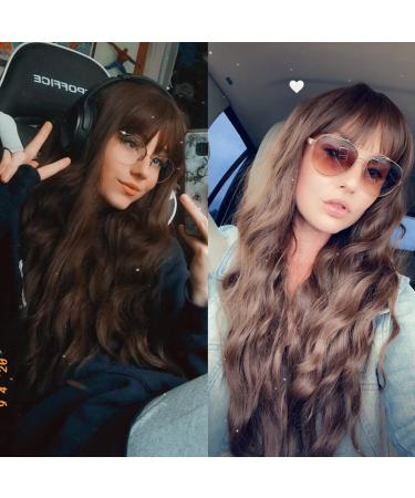 Mildiso 26 Long Curly Brown Wig for Women with Bangs - Natural Cute Hairstyle for Daily, Party & Halloween (M062BR) - Buy Online on GoSupps.com