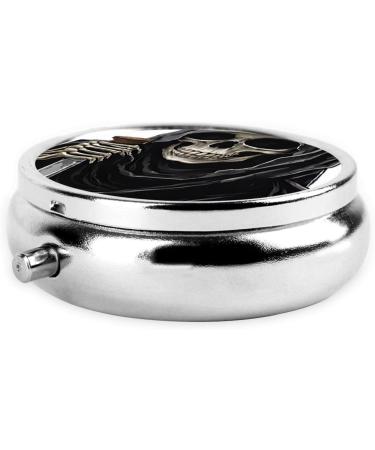 Grim Reaper Round Pill Box - 3 Compartment Decorative Mini Travel Organizer for Vitamins & Medicine - Buy Online on GoSupps.com