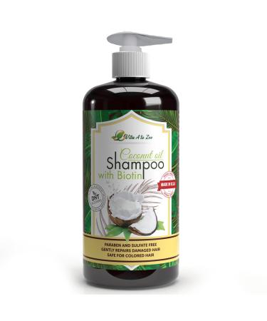 Coconut Oil Shampoo with Biotin Aloe Vera (16.9 Fl Oz) Hair Regrowth Shampoo for Dry Frizzy or Coarse Hair Moisturizing Hydrating Flyaway Taming & Anti Frizz Hair & Scalp Care