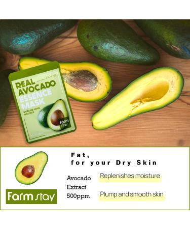 FARMSTAY Real Essence Avocado Mask Sheet - 10 Pack | Best Korean Skin Care for Hydration - Buy Online on GoSupps.com
