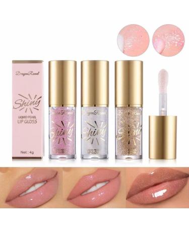 Glitter Lip Oil Hydrating Tinted Lip Balm Clear Glitter Lip Gloss Lip Care Shimmery Lip Oil Glass Lip Glow Oil Nourishing Repairing & Non-sticky Sparkly Lip Gloss Big Brush Shine Primer Lip Tint