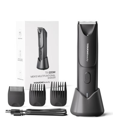 TOUCHBeauty Electric Body Hair Trimmer Groin Hair Trimmer Grommer Pubic Body Gromming kit for Men Ball Trimmer with LED Light Replaceable Ceramic Blade Male Hygiene Razor Waterproof Wet/Dry Black1