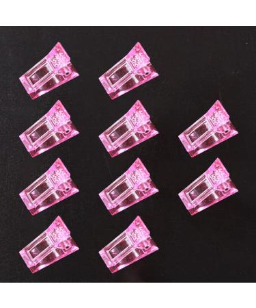 VNC 10Pcs Pink Color Nail Tips Clip for Quick Building Polygel nail forms Nail clips for polygel Finger Nail Extension UV LED Builder Clamps Manicure Nail Art Tool