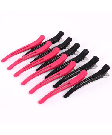 12 PCS Duck Billed Hair Clips for Styling Sectioning Hair Clips for Women Hair Cutting Clips for Salon and Home No Crease Hair Clips for Hair Sectioning Barber Hair Clips for Stying(BLACK & PINK) 12 Count (Pack of 1) 6 P...
