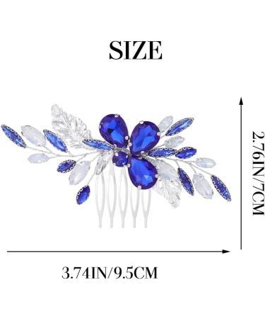 IYOU Bridal Wedding Hair Comb Crystal Blue Headpiece Rhinestone Hair Accessories Prom Bride Wedding Side Combs for Women - Buy Online on GoSupps.com