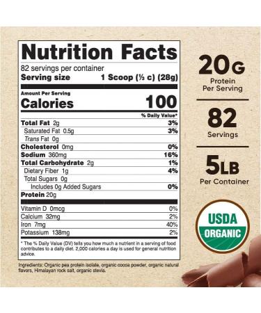 Nutricost Organic Chocolate Pea Protein Powder 5lb - USDA Certified, Vegan, Gluten-Free & Non-GMO - Buy Online on GoSupps.com