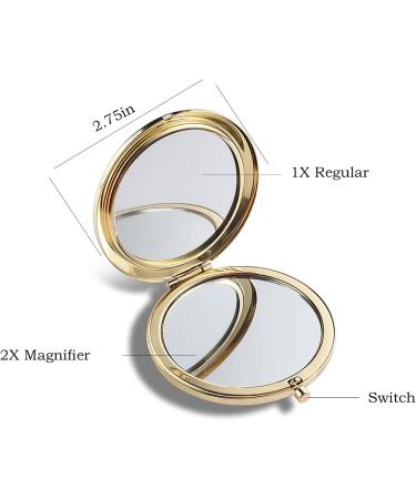 WOOYALIN 2.75 Inch Round Magnifying Compact Cosmetic Mirror - Handheld Travel Makeup Mirror in Gold - Buy Online on GoSupps.com
