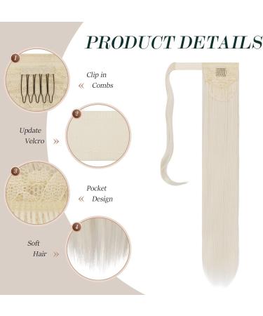 FESHFEN 24 Platinum Blonde Wrap Around Ponytail Extension | Clip-in Synthetic Hairpiece for Women - 24 Inch - Buy Online on GoSupps.com