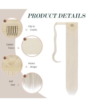 Platinum Blond 60 cm Synthetic Hair Extensions - Long Smooth Ponytail Braid for Women & Girls - Buy Online on GoSupps.com