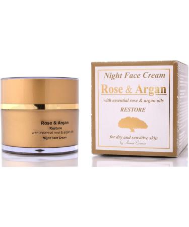 ARGAN and ROSE Night Face Cream Soothing Moisturiser Damaged and Mature Skin Restorer for Softer and Younger Skin Paraben Free 50 ml - Buy Online on GoSupps.com