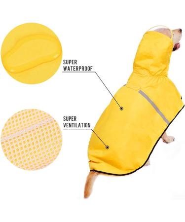 Docio Waterproof Dog Raincoat with Hood & Reflective Strip - 6XL Yellow Jacket for Medium & Large Dogs - Buy Online on GoSupps.com