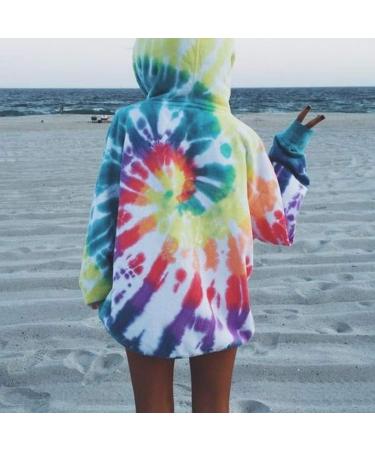 Women's Tie Dye Hooded Sweatshirt - Long Sleeve O-Neck Hoodie Shirt - XX-Large Multicolor Sweatshirt - Buy Online on GoSupps.com