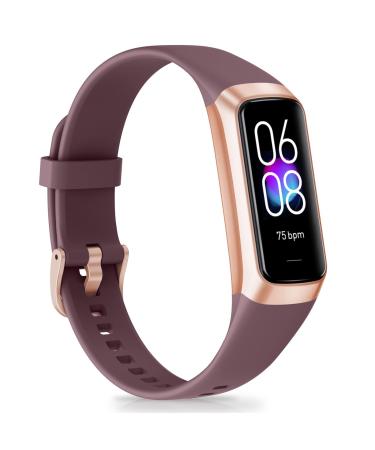 Fitness Tracker 1.10''AMOLED Touch Color Screen Activity Tracker with 24/7 Heart Rate Sleep Tracking 25 Sports Step Calorie Counter Pedometer for Android Phones iPhones Women Men Kids bordeaux