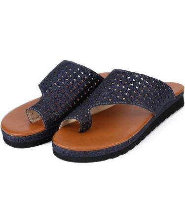Shop Stylish Women's Bunion Correction Sandals - Comfortable Plateau Flat-Toe Beach Shoes for Summer Travel | Goud Dark Blue - Buy Online on GoSupps.com