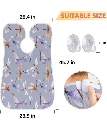 Beard Bib Apron for Men | Non-Stick Waterproof Hair Catcher & Trimming Cape - Watercolor Dragonfly Pattern - Buy Online on GoSupps.com