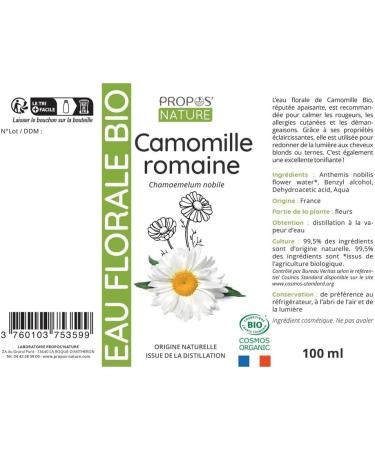 Organic Roman Chamomile Hydrosol - Chamaemelum nobile - 100 ml - PROPOS'NATURE - Buy Online on GoSupps.com