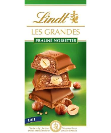 Lindt - LES GRANDES Hazelnut Praline Tablet - Milk Chocolate - 225g - Pack of 3 - Buy Online on GoSupps.com