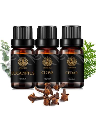 Aromatherapy Cedar Essential Oil Set for Diffuser 3X10ml 100% Pure Eucalyptus Essential Oil Kit for Humidifier - Eucalyptus Cedar Clove Essential Oil Set Aromatherapy Clove Essential Oils Kit